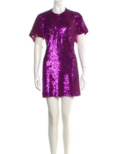 Pre-owned Ashish Crew Neck Knee-length Dress In Purple