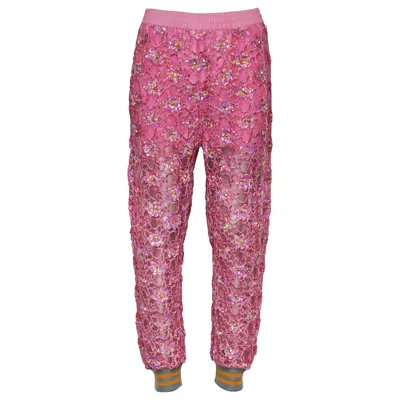 Pre-owned Ashish Fall 2014 Runway Pink Lace And Sequin Jogger Pants