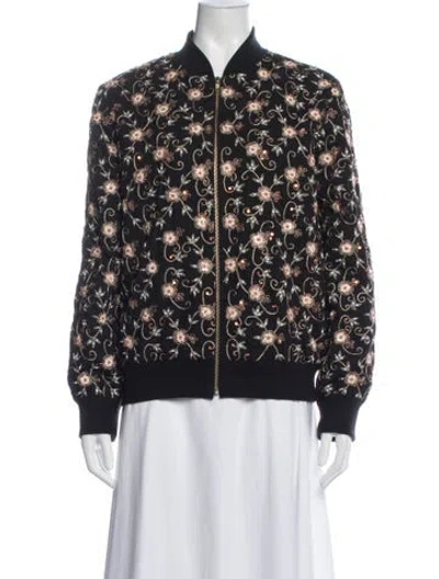 Pre-owned Ashish Floral Print Bomber Jacket In Blue