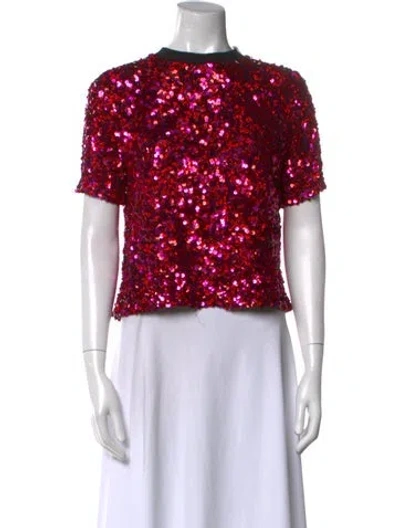 Pre-owned Ashish Floral Print Crew Neck Crop Top In Red