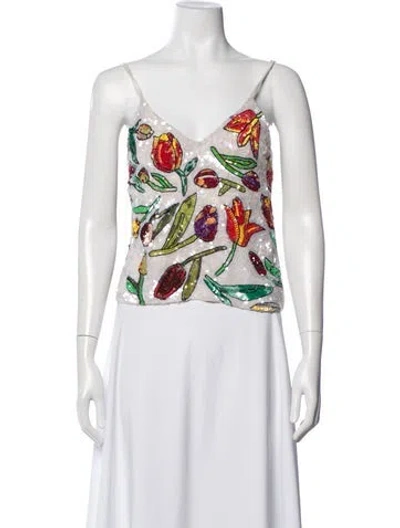 Pre-owned Ashish Floral Print V-neck Top In Multi