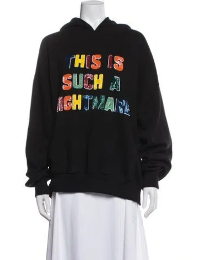 Pre-owned Ashish Graphic Print Crew Neck Hoodie In Black