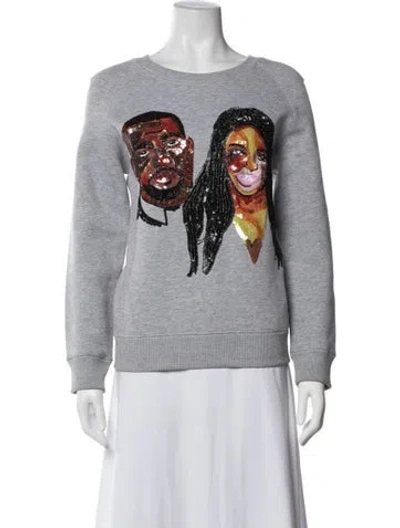 Pre-owned Ashish Graphic Print Crew Neck Sweatshirt In Blue