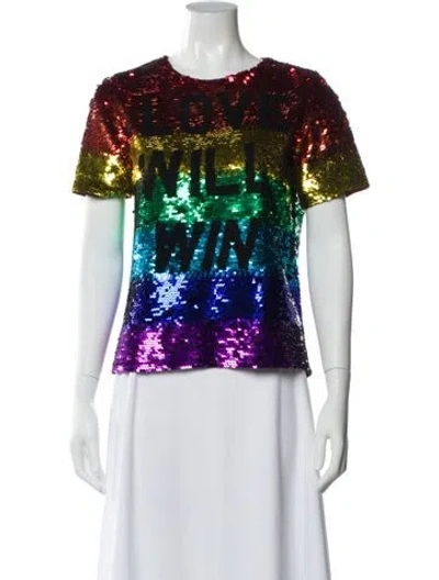 Pre-owned Ashish Graphic Print Crew Neck Top In Blue
