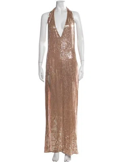 Pre-owned Ashish Halterneck Long Dress In Neutral