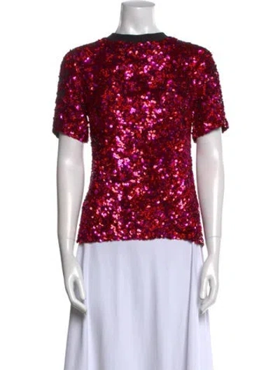 Pre-owned Ashish Mock Neck Short Sleeve Blouse W/ Tags In Red