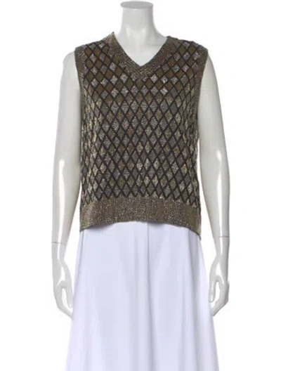 Pre-owned Ashish Patterned V-neck Top In Multi
