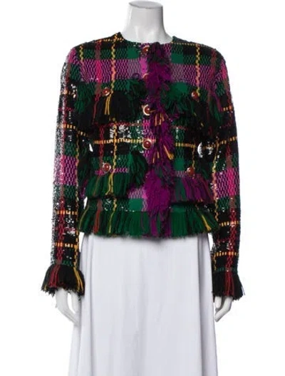 Pre-owned Ashish Plaid Print Jacket In Green