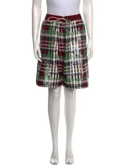 Pre-owned Ashish Plaid Print Knee-length Shorts In Burgundy