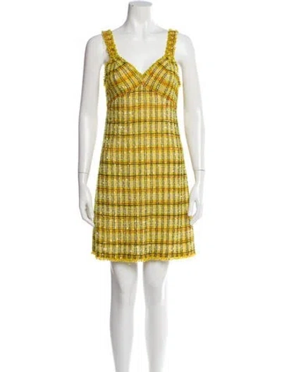 Pre-owned Ashish Plaid Print Mini Dress In Yellow