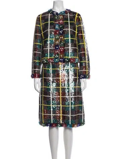 Pre-owned Ashish Plaid Print Sequin Embellishments Skirt Set In Multicolor