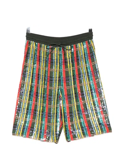 Ashish Plaid Sequin Shorts In Green