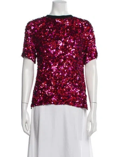 Pre-owned Ashish Printed Crew Neck Top In Red