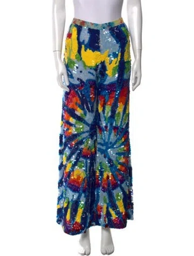Pre-owned Ashish Printed Wide Leg Pants In Blue