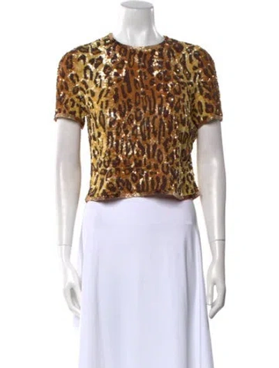 Pre-owned Ashish Sequin Animal Print Crop Top In Neutral
