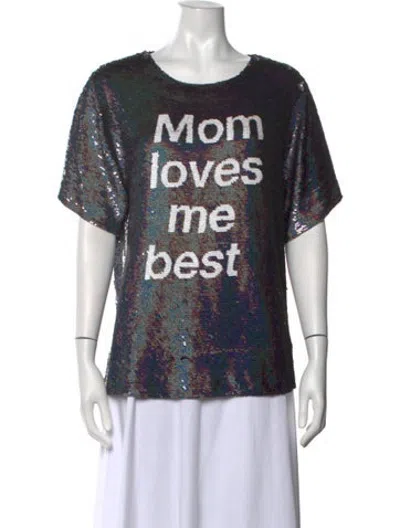 Pre-owned Ashish Sequin Graphic Print T-shirt In Blue