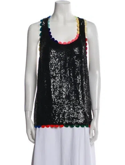 Pre-owned Ashish Sequin Lace Pattern Top In Black