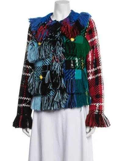 Pre-owned Ashish Sequin Plaid Print Jacket In Black