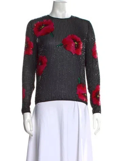 Pre-owned Ashish Silk Floral Print Top In Black