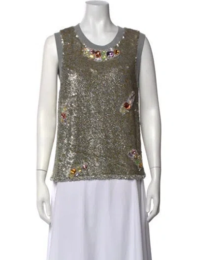 Pre-owned Ashish Silk Graphic Print Top In Multicolor