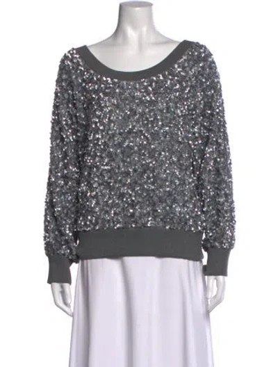 Pre-owned Ashish Silk Graphic Print Top W/ Tags In Silver