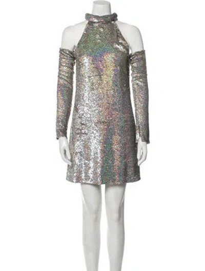 Pre-owned Ashish Silk Mini Dress In Silver