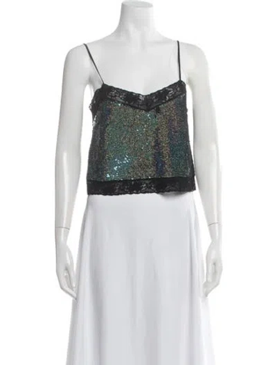 Pre-owned Ashish Silk Printed Crop Top In Blue