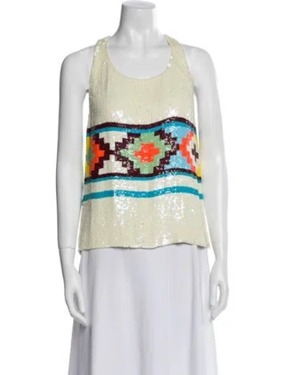 Pre-owned Ashish Silk Printed Top In Neutral