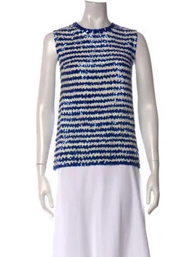 Pre-owned Ashish Striped Crew Neck Top In Blue