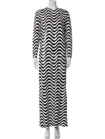 Pre-owned Ashish Striped Long Dress In Black/white