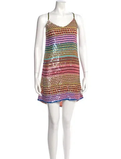Pre-owned Ashish Striped Mini Dress In Blue