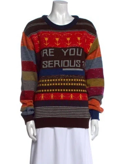 Pre-owned Ashish Striped Scoop Neck Sweater In Red
