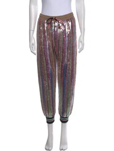 Pre-owned Ashish Striped Straight Leg Pants W/ Tags In Purple