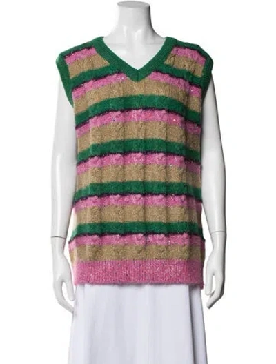Pre-owned Ashish Striped V-neck Sweater In Multicolor