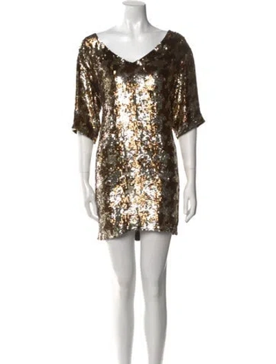 Pre-owned Ashish V-neck Mini Dress In Brown