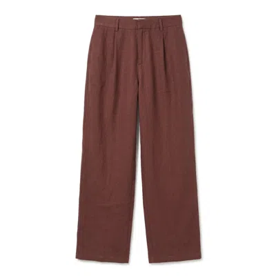 Ashita Fernandes Brown High-waisted Wide-leg Linen Trousers For Women Soft Pleats
