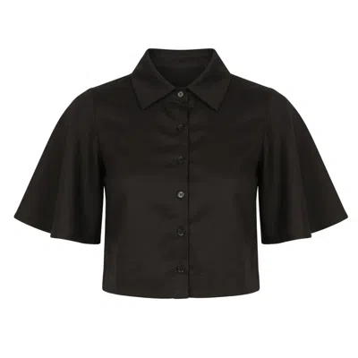 Ashita Fernandes Women's Black Tailored Silhouette Button-up Shirt