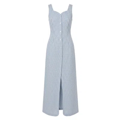 Ashita Fernandes Women's Blue Gingham Button-down Dress