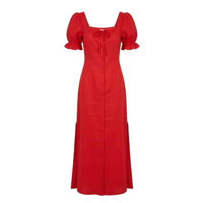 Ashita Fernandes Women's Red Button-down Front With Side Slits Dress