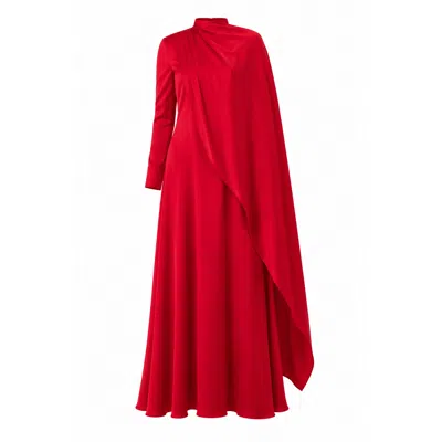 Ashita Fernandes Women's Red Petalia Draped Silk Sateen Maxi Dress