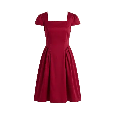 Ashita Fernandes Women's Square Neck Cap Sleeve Short Dress – Crimson Red In Brown