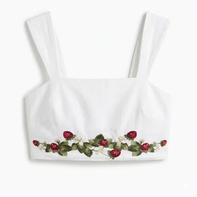 Ashita Fernandes Women's White Floral Cropped Top With Square Neckline