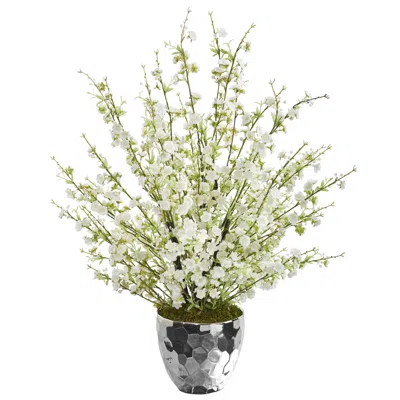 Ashley 29" Cherry Blossom Artificial Arrangement In Silver Bowl In Multi