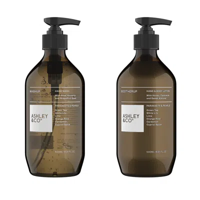 Ashley & Co Pair Up - Hand Wash & Lotion Set In Parakeets & Pearls In Brown