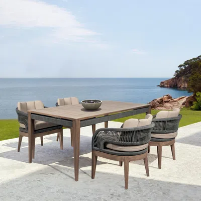 Ashley Armen Living Orbit Outdoor Dining Table And 4 Chairs In Gray