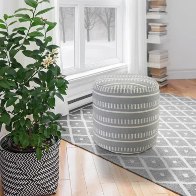 Ashley Atlantis Striped Pouf Indoor / Outdoor Pillow In Blue