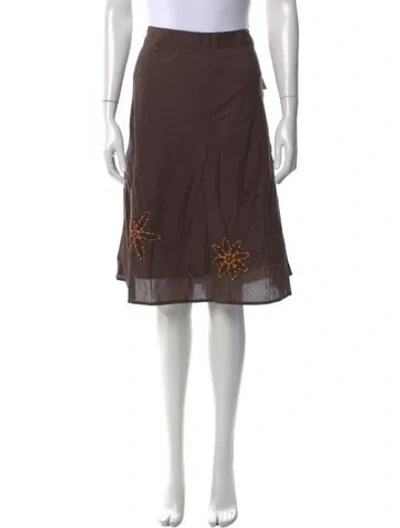 Pre-owned Ashley B Printed Midi Length Skirt In Brown