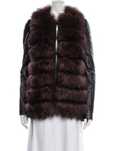 Pre-owned Ashley B Wool Faux Fur Jacket In Multi