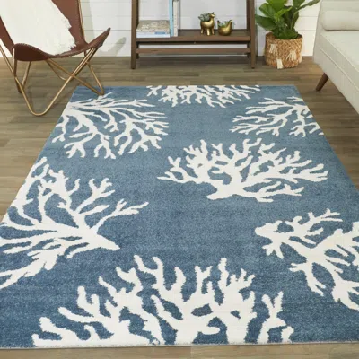 Ashley Balta Caistor Coastal Coral Print 7' 10" X 10' Area Rug In Blue