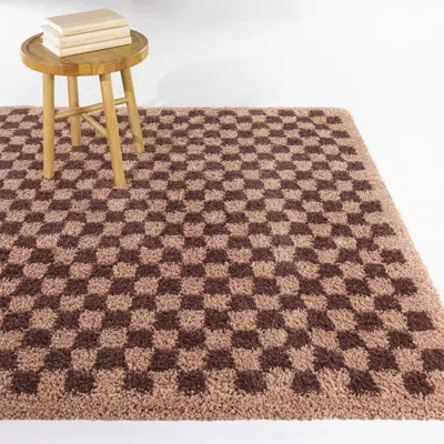 Ashley Balta Covey Checkered Shag 8' 9" X 12' Area Rug In Brown